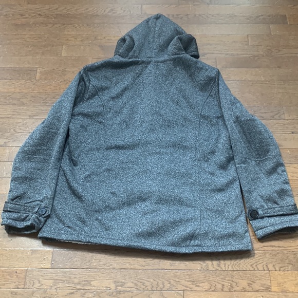 JiangWu Womens Fashion Horn Button Fleece Jacket  with Hood - Size XL- Dark Grey - Picture 10 of 13